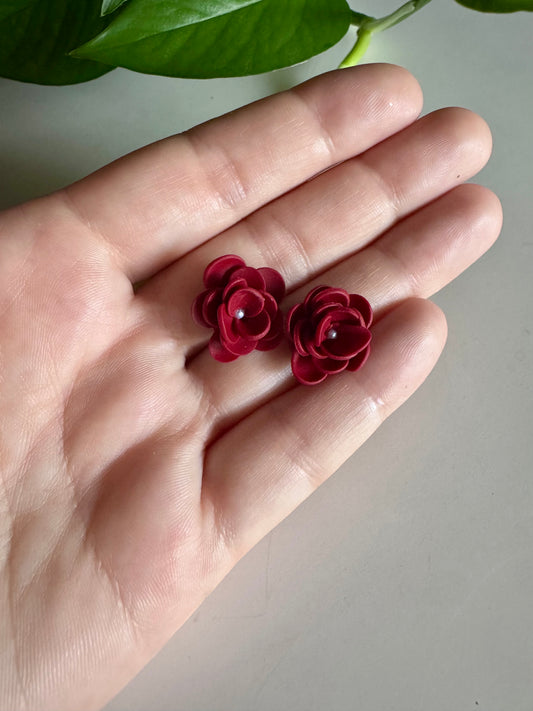 Ruby Flower Studs
